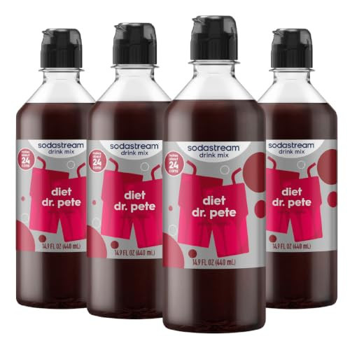 SodaStream Diet Dr Pete Drink Mix, 4 Pack Diet Soda Syrup for Sparkling Water Makers, Zero Calorie Soda Stream Flavors, Aspartame Free, 4 x 14.9 Fl Oz (440ml) | Amazon (US)