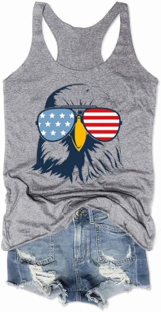 American Flag Tank Tops for Women 4th of July Air Force Flyover Flag Tank Shirts with Eagle Patri... | Amazon (US)
