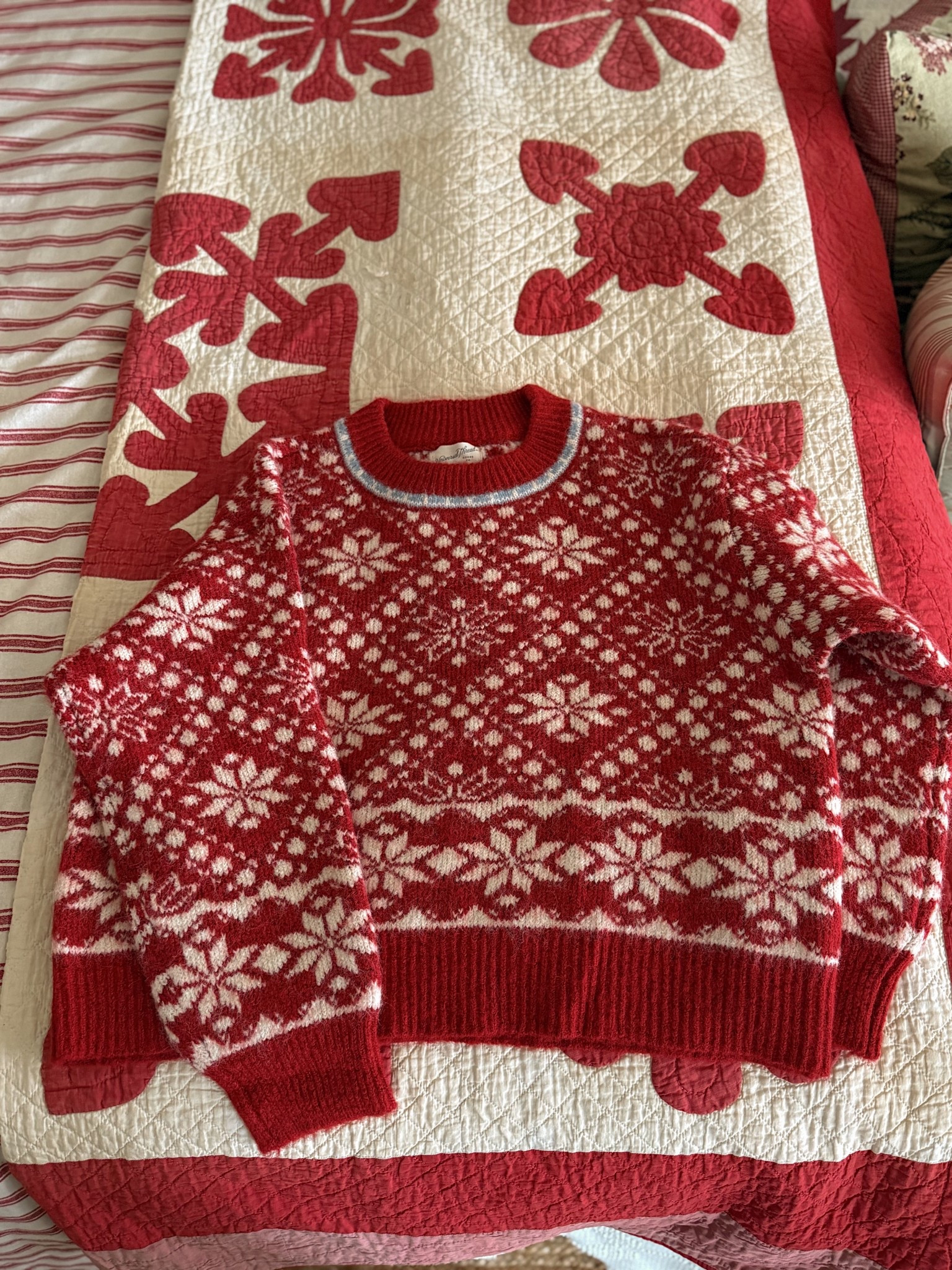 Love how this new sweater looks like a vintage find my mom wore! The red is stunning! I sized up two sizes for a super oversized fit, but it does run a tad roomy. 

#LTKHoliday #LTKCyberWeek #LTKGiftGuide