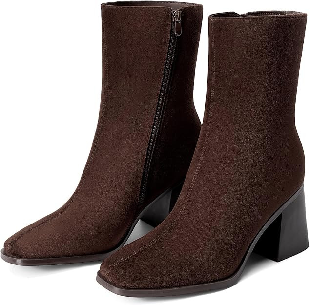 DREAM PAIRS Women's Square Toe Ankle Boots | Amazon (US)