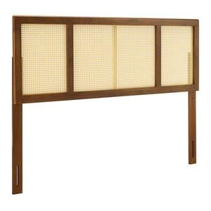 Modway Delmare 55.5" Full Modern Woven Cane Rattan Headboard in Walnut | Cymax