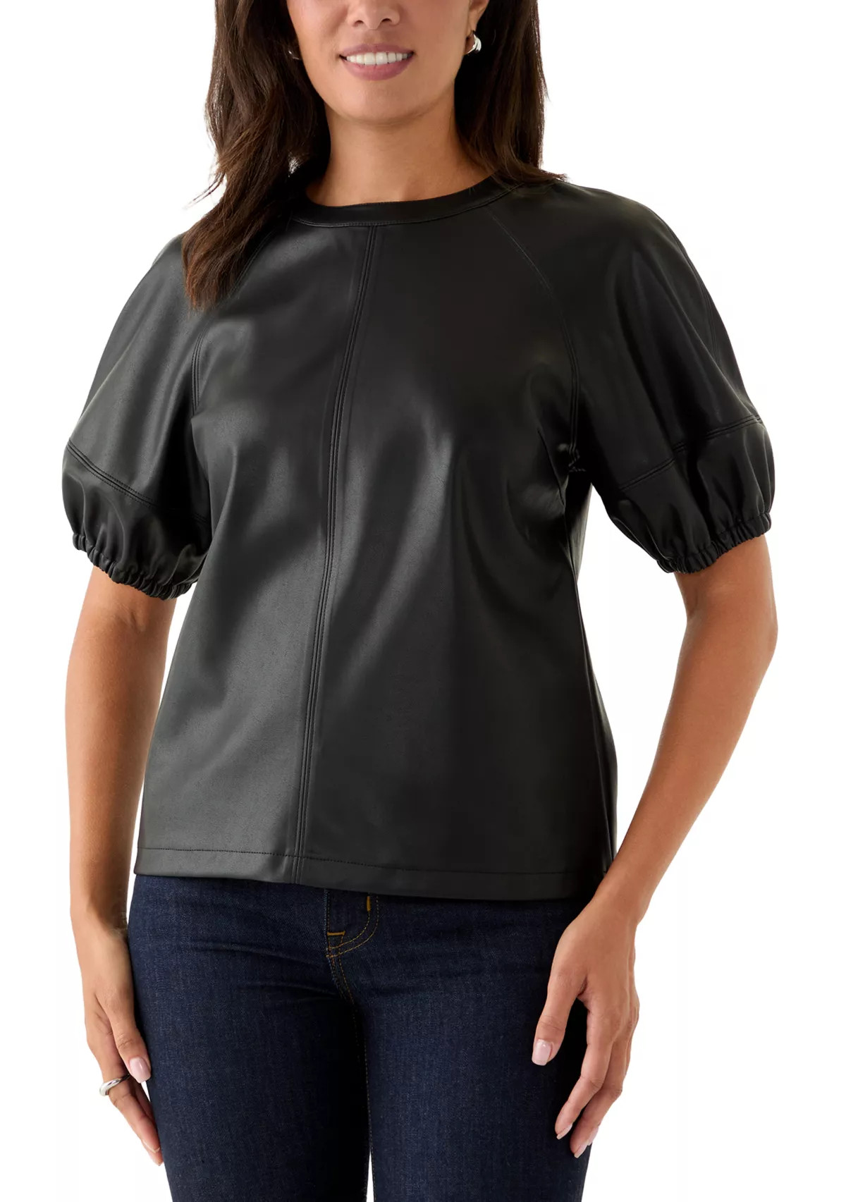 Crown & Ivy™Women's Short Sleeve Leather Top | Belk