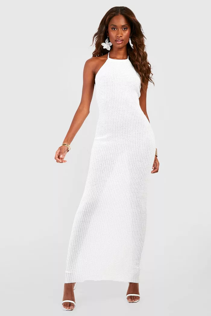 Halterneck Crochet Maxi Dress | Boohoo.com (UK & IE)