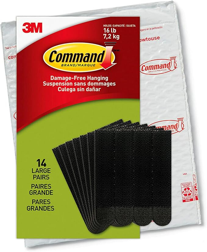 Command PH206BLK-14NA Heavy Duty, Black, Holds 16 lbs, 14-Pairs Large Picture Hanging Strips, 28 ... | Amazon (US)