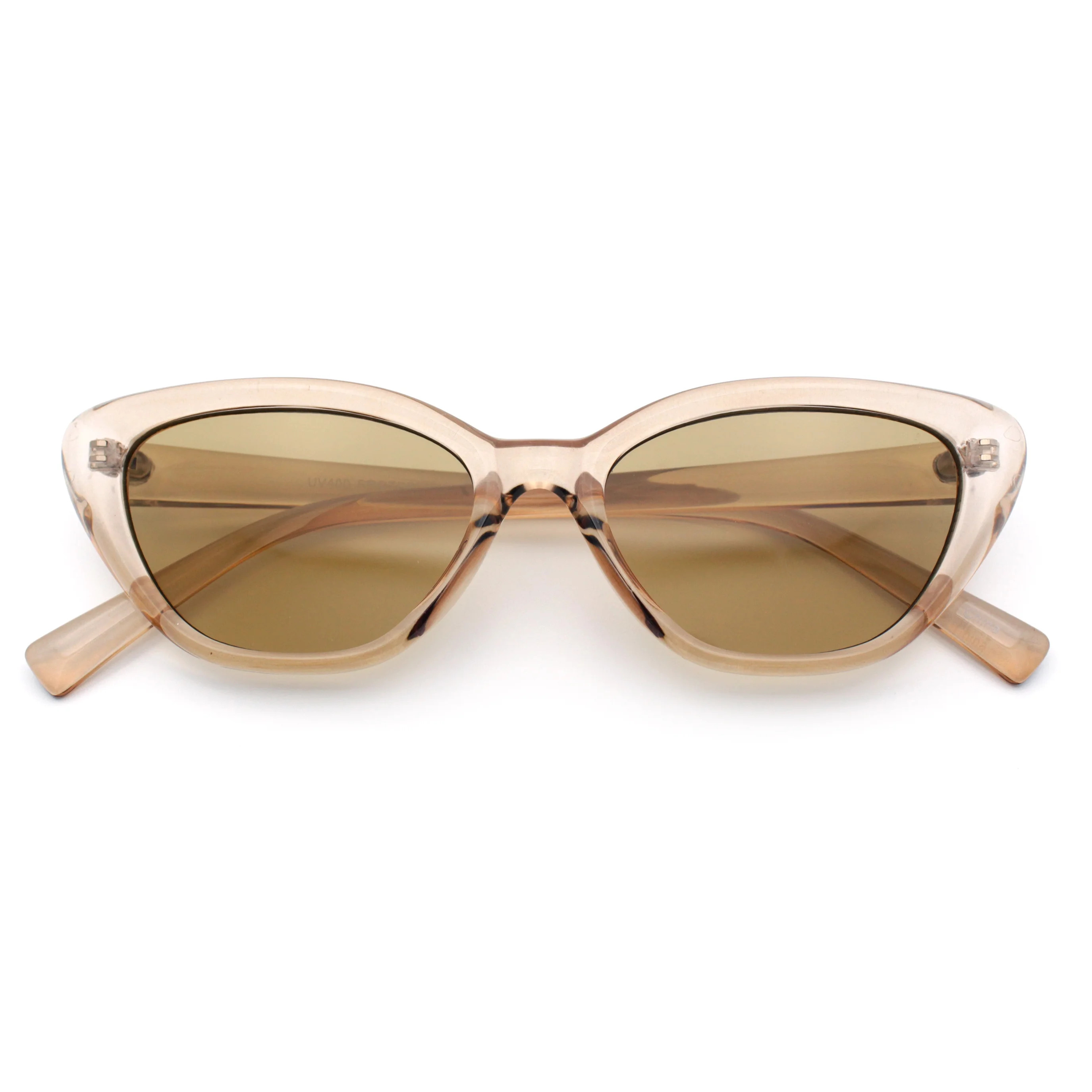 Womens Retro Classic Minimal Mod Thick Plastic Cat Eye Sunglasses All Beige | Walmart (US)