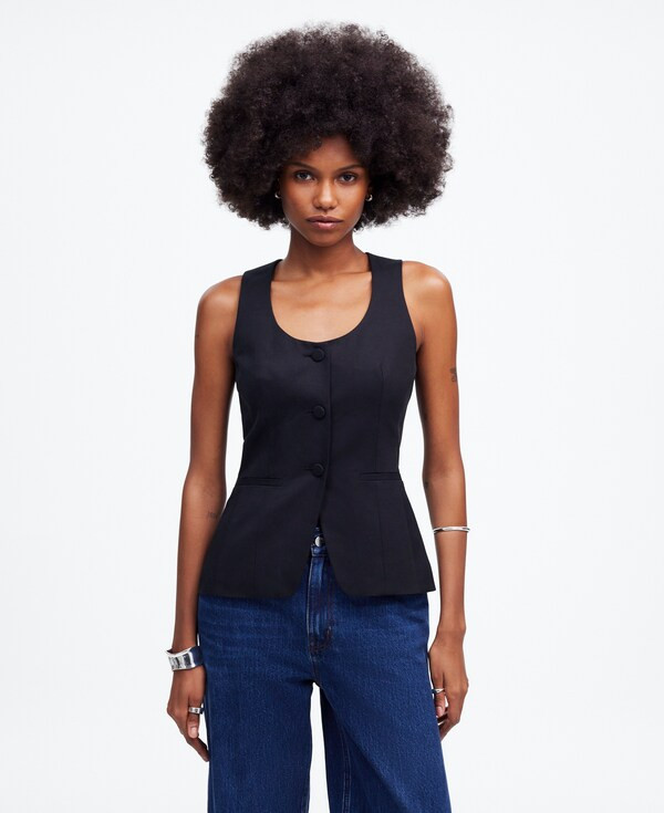 Scoopneck Cutaway Vest in Drapey Twill | Madewell