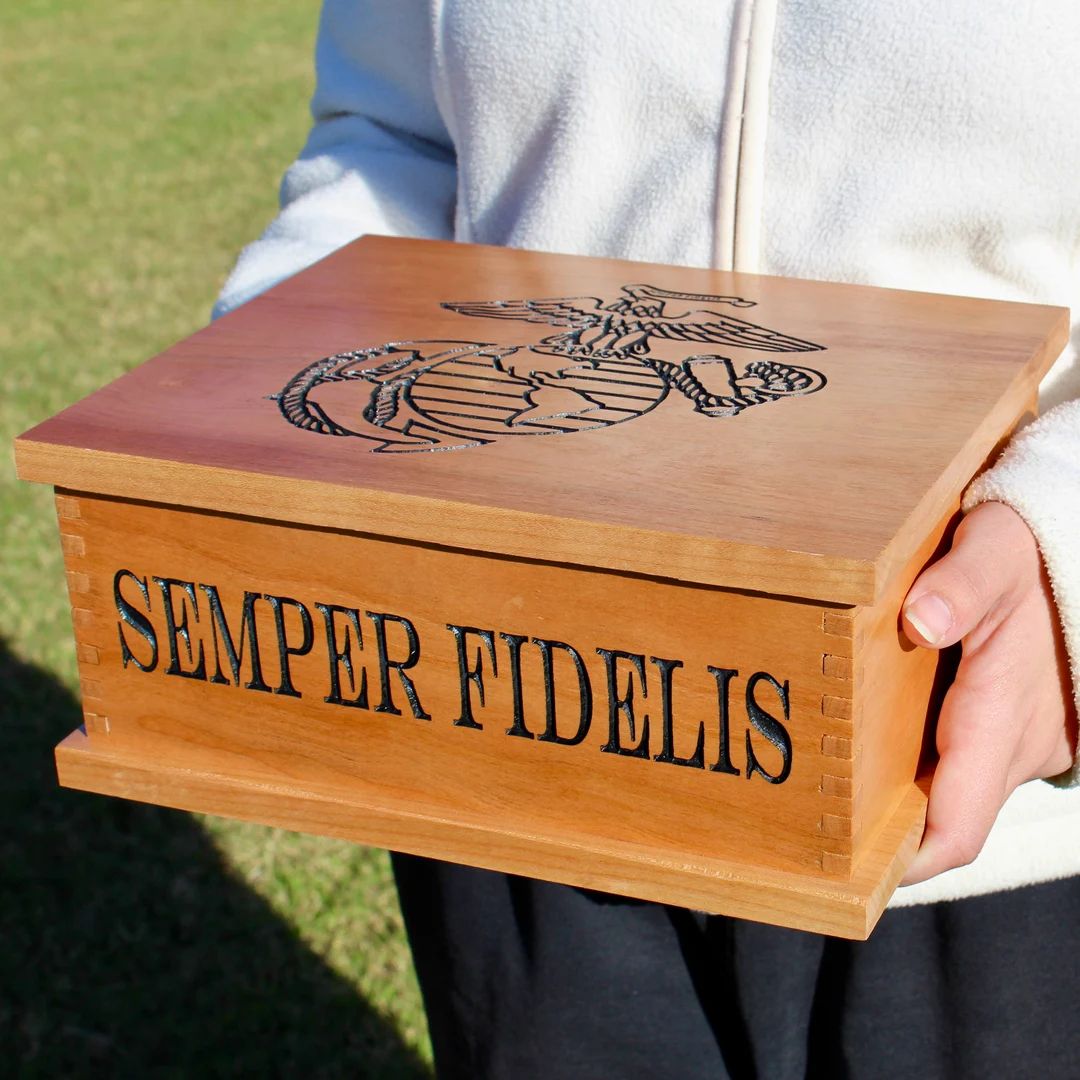 Personalized Marine Corps Letter Keepsake Box - Engraved Wood Box - USMC Gift - Carved Letter Box... | Etsy (US)