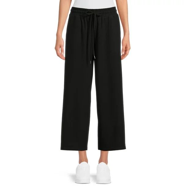 Time and Tru Women’s Mid-Rise Brushed Hacci Pull-on Cropped Wide Leg Pants | Walmart (US)