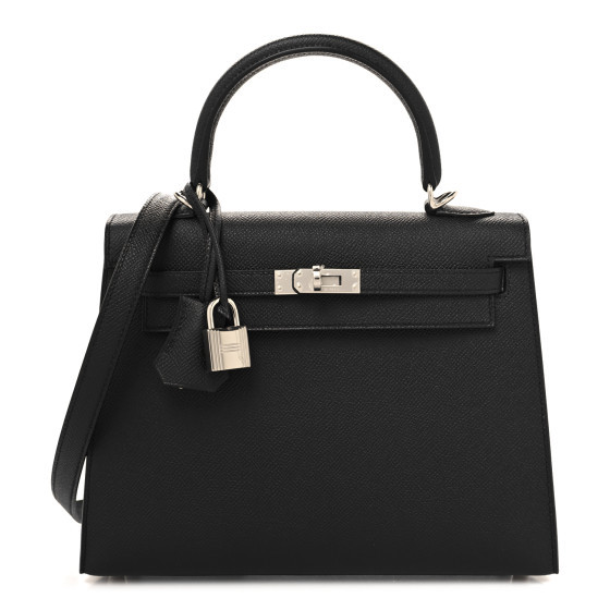 HERMES Epsom Kelly Sellier 25 Black | FASHIONPHILE (US)