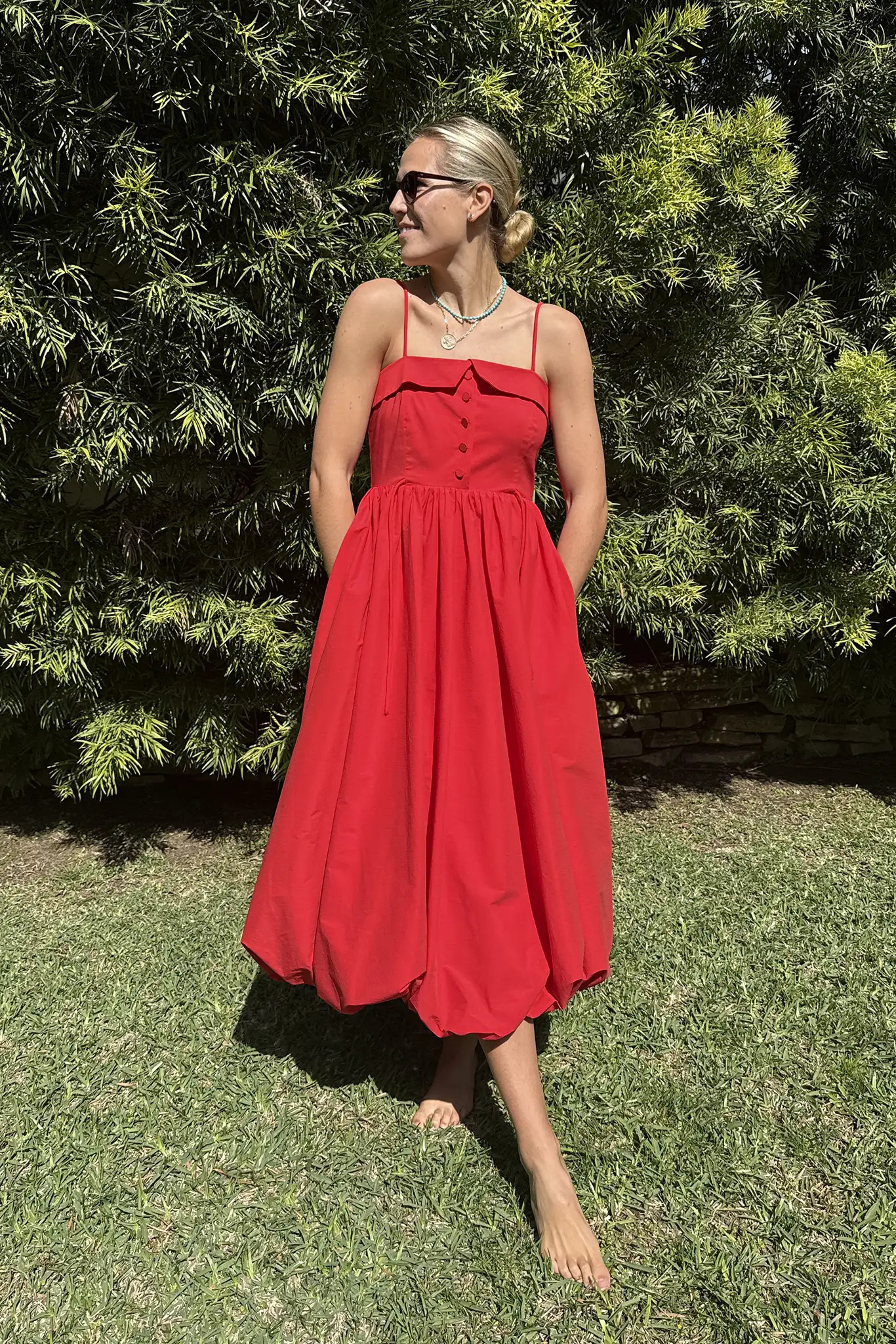 Taryn Dress | Red Midi Dress | Hunter Bell | Hunter Bell