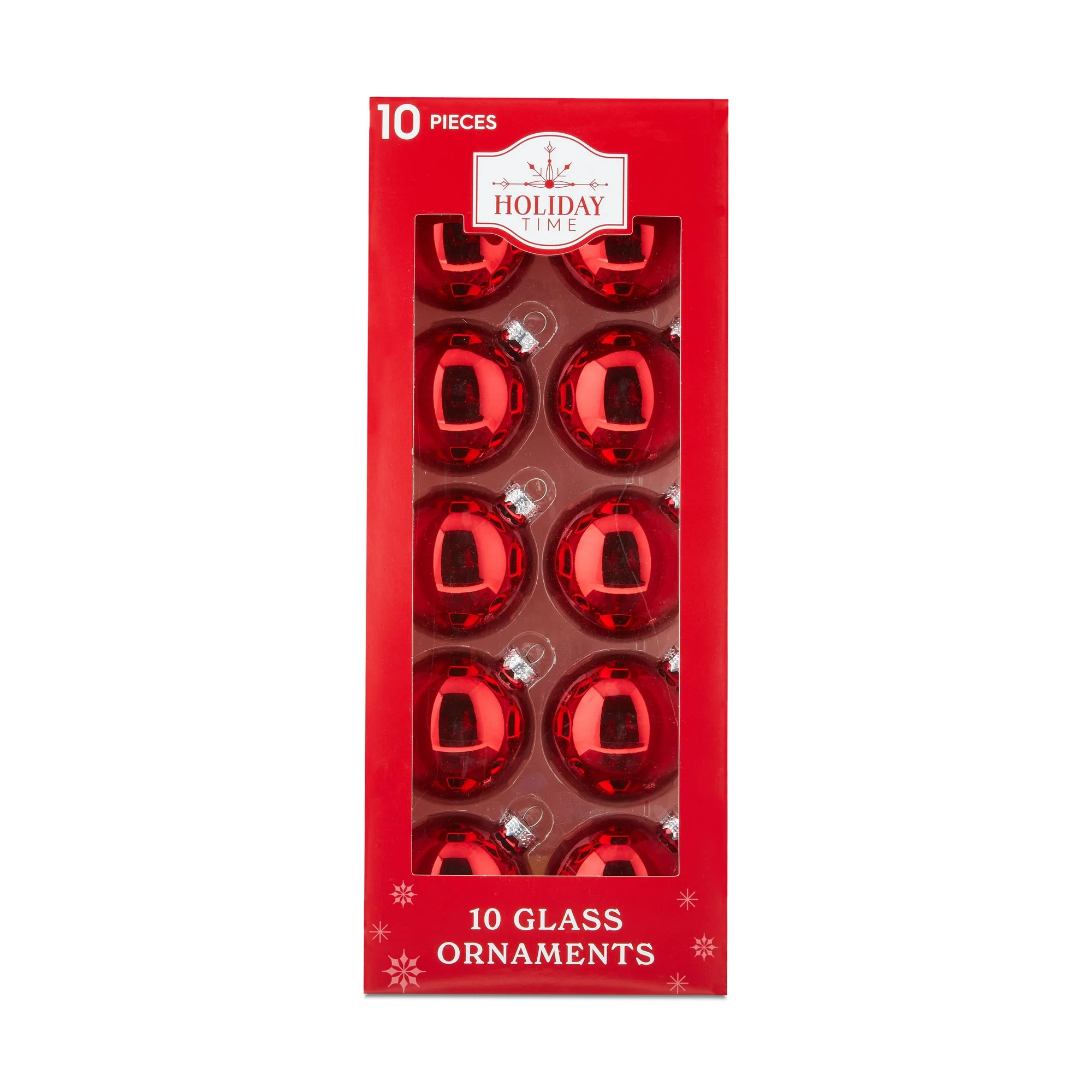 Red Glass Christmas Ornaments, 10 Count, by Holiday Time | Walmart (US)