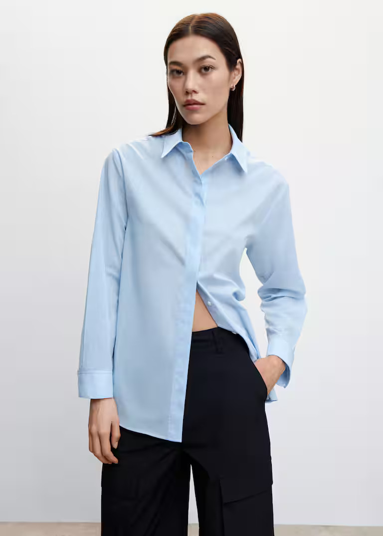 Essential cotton-blend shirt | MANGO (UK)