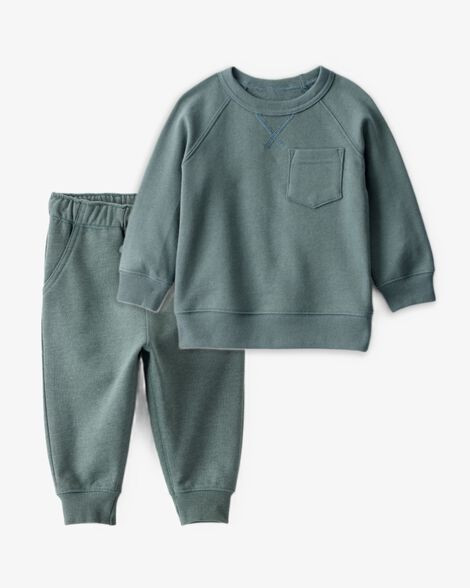 Toddler Boy 2-Piece DayDream Fleece Fleece Sweatshirt & Jogger Set - Green | Carter's Inc