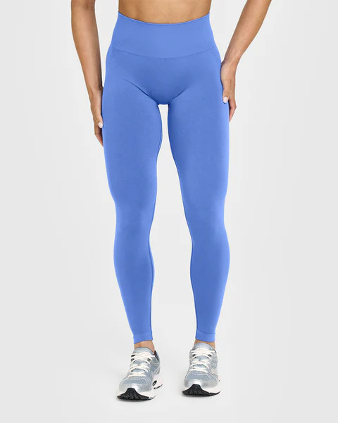 Effortless Seamless Leggings with White Logo 
 Glaucous Blue | Oner Active (UK / US)