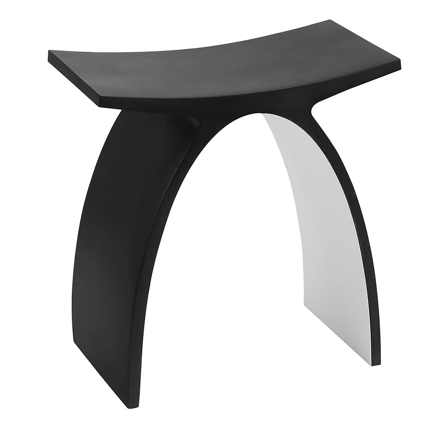 Black Matte Arched Solid Surface Resin Bathroom/Shower Stool | Amazon (US)