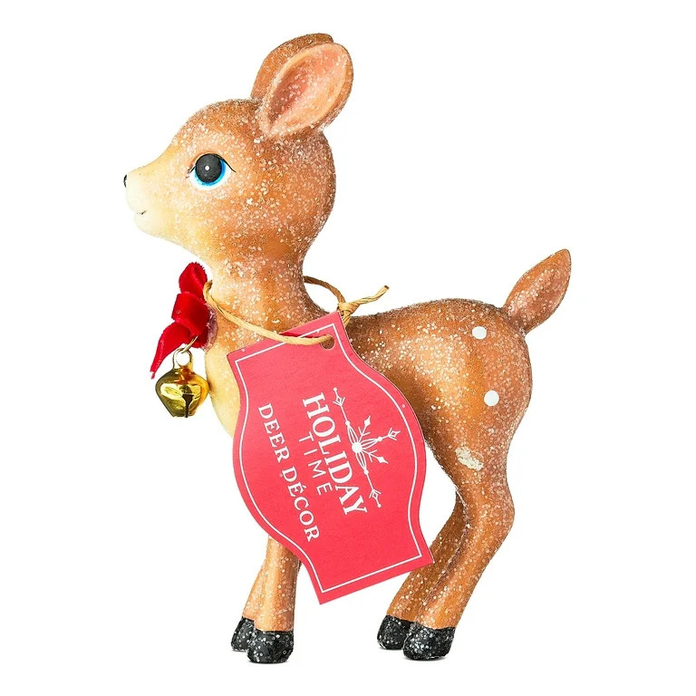 Standing Deer with Bell Christmas Tabletop Decoration, Brown, 5.31", by Holiday Time | Walmart (US)
