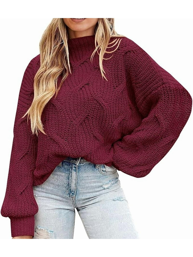 PRETTYGARDEN Women's Fall Oversized Pullover Sweaters Casual Crewneck Long Sleeve Chunky Cable Kn... | Walmart (US)