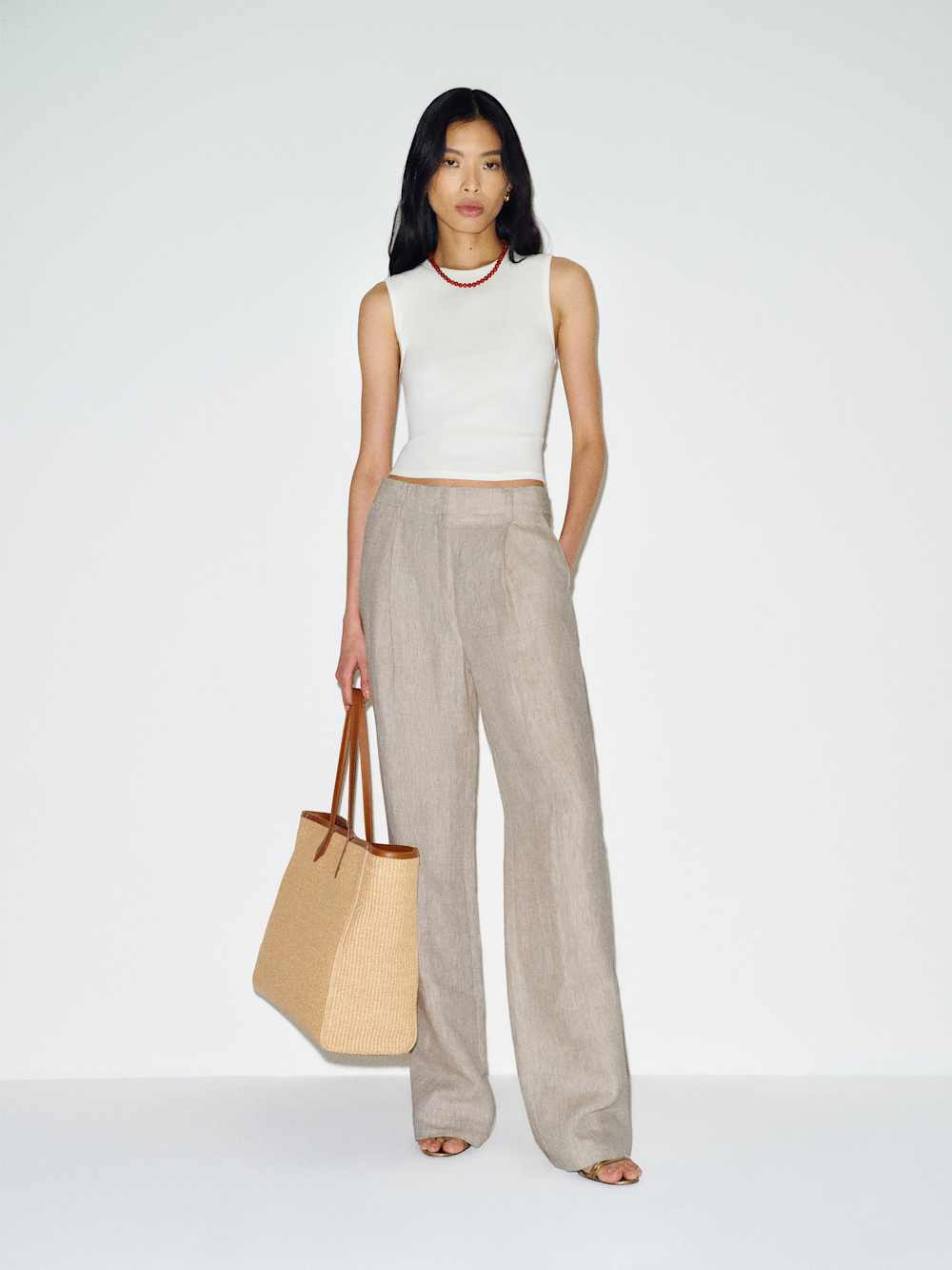 Alex Linen Mid Rise Pant | Reformation (Global)