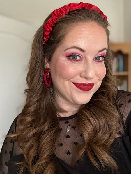 A little darker Valentine’s Day look - red and pink makeup, but a black heart outfit that matches my own 🖤

#LTKbeauty #LTKstyletip #LTKSeasonal