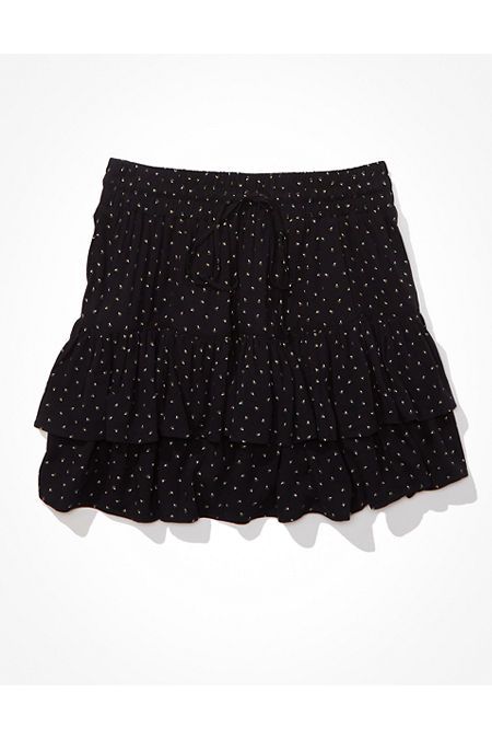 AE Tiered Ruffle Tie-Waist Floral Mini Skirt | American Eagle Outfitters (US & CA)
