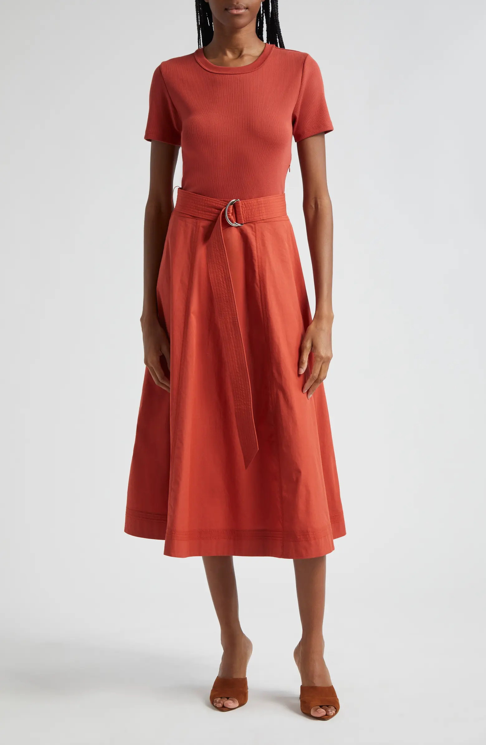 Veronica Beard Facia Mixed Media Stretch Cotton Dress | Nordstrom | Nordstrom