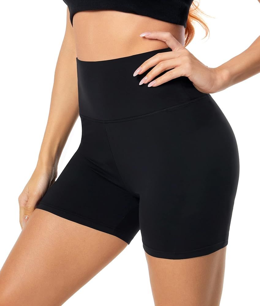 FULLSOFT High Waisted Biker Shorts for Women-5" Tummy Control Fitness Athletic Workout Running Yo... | Amazon (US)