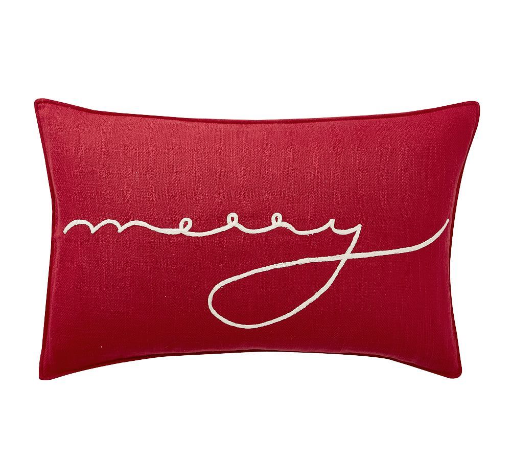 Merry Lumbar Throw Pillow | Pottery Barn (US)