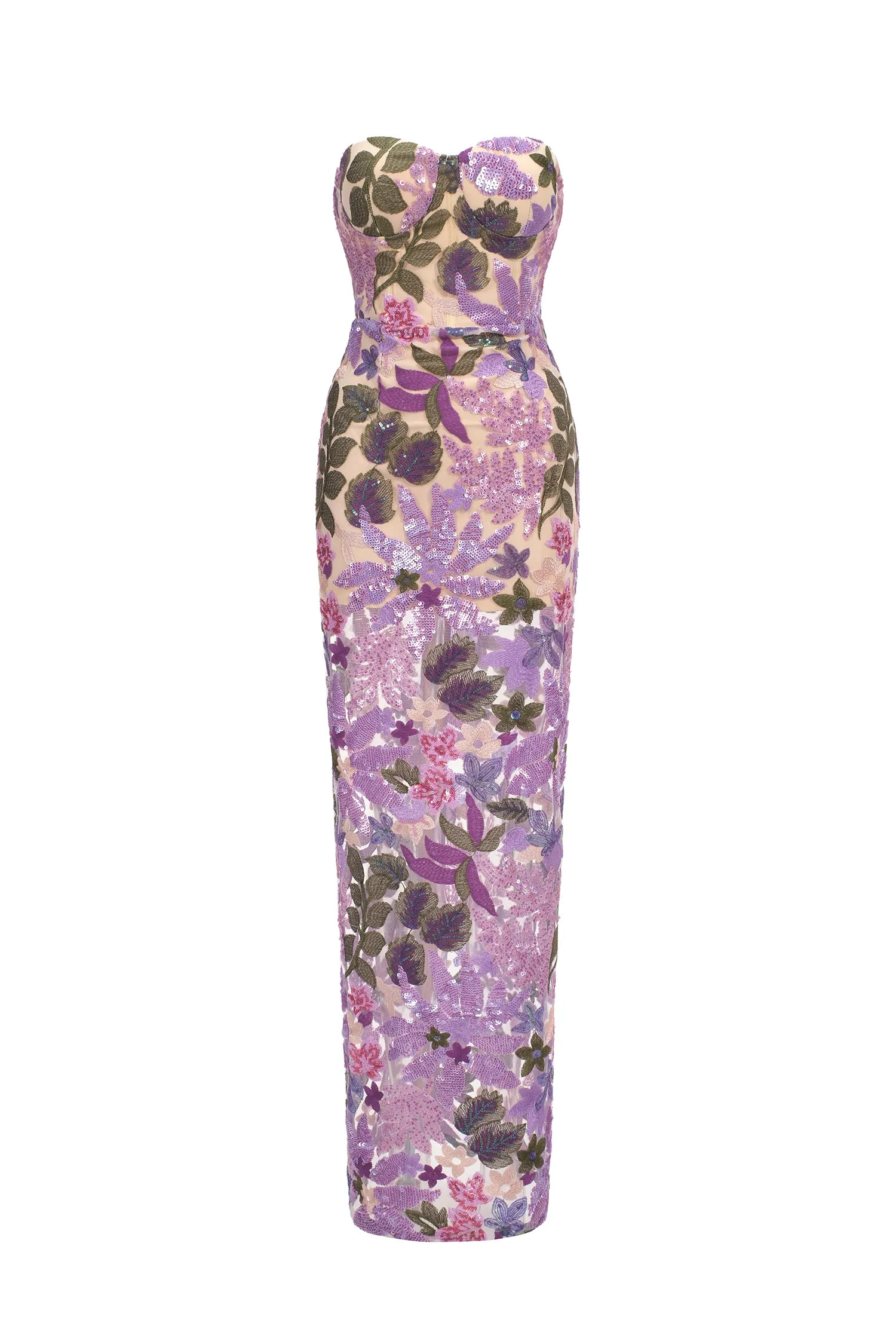 Eugenia Flower Sequins Strapless Mesh Dress - Purple | Bellabarnett Affiliate Marketing