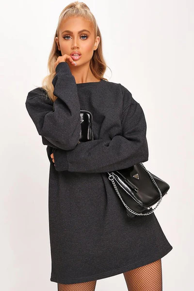 Charcoal Ultimate Oversized Sweater Dress | ISAWITFIRST UK