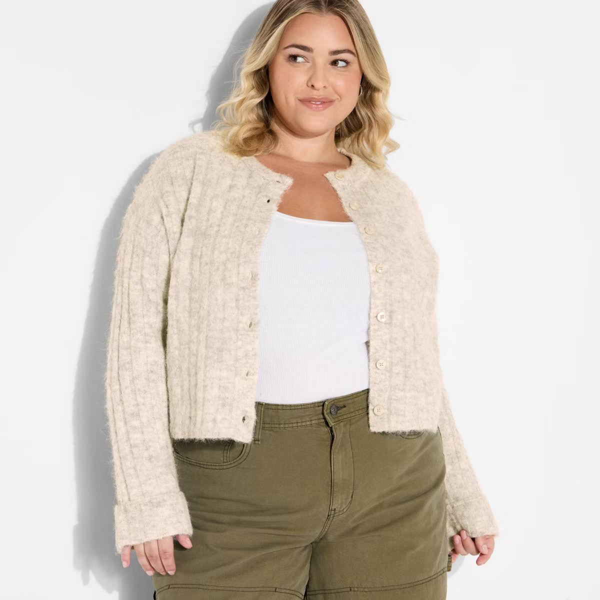Women's Ribbed Crewneck Cardigan - Wild Fable™ | Target