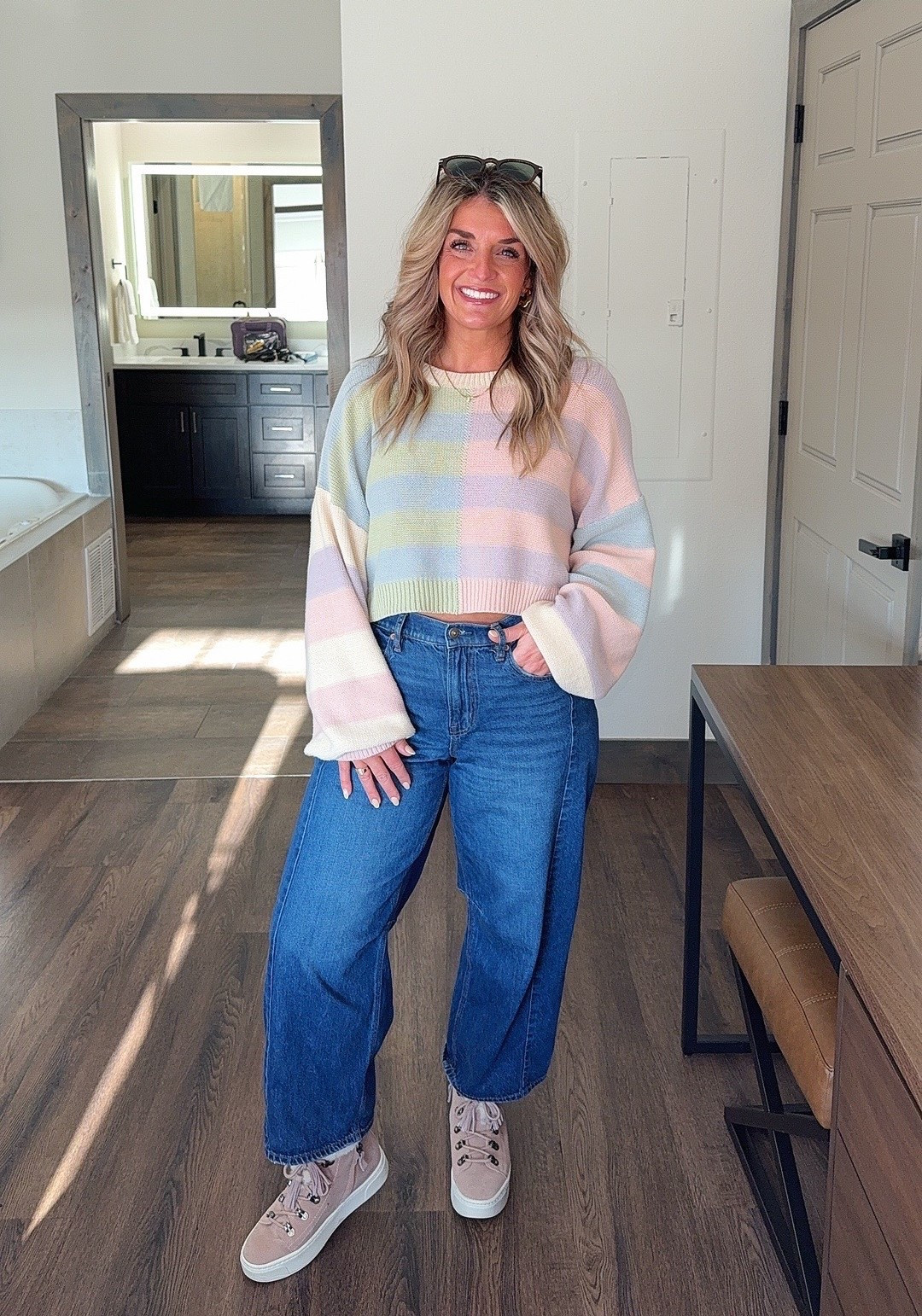 Links…
top: https://shopsaltandpepperboutique.com/products/mutli-color-striped-sweater-pink-blue-multi
Earrings: https://shopheyjune.com/collections/hoops/products/flirty-flower-hoop

#LTKootd