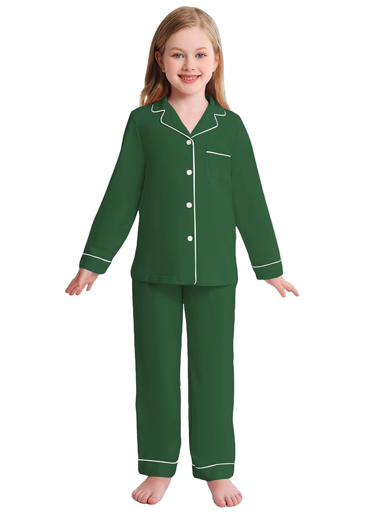 Veseacky Girls Pajamas Sets 100% Cotton PJ ButtonDown Long Sleeve 2 Piece Pajamas Set Boys Girls ... | Amazon (US)