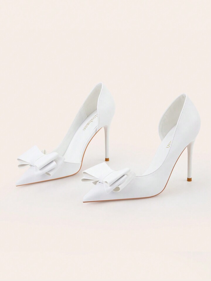 Fashionable And Simple Sexy High Heels With Stiletto And Pointy Toe, Slimming And Hollowed Bow Kn... | SHEIN
