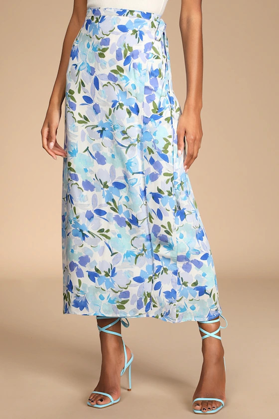 Summer Sweetness Blue Floral Multi Wrap Midi Skirt | Lulus (US)
