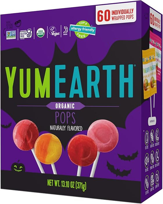 YumEarth Organic Halloween Candy, Allergy Friendly, Gluten Free, Non-GMO, Vegan, No Artificial Fl... | Amazon (US)