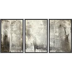 wall26 Framed Canvas Print Wall Art Set Minimal Gray Grunge Paint Stroke Landscape Abstract Shape... | Amazon (US)