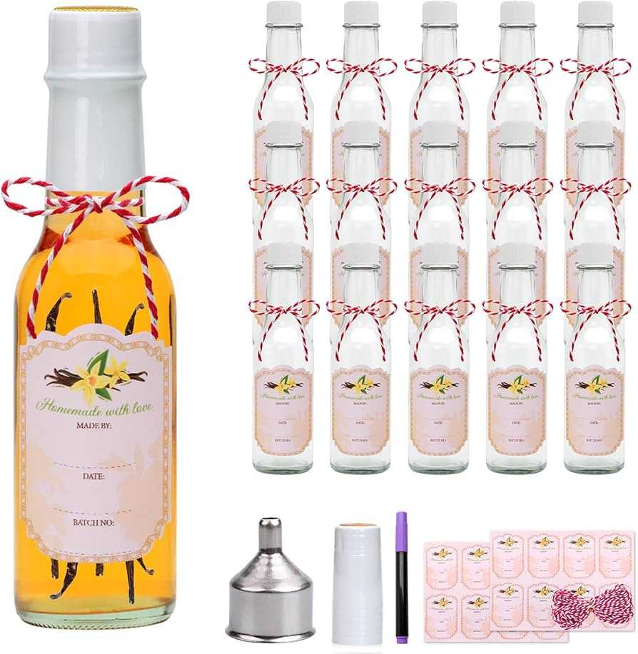 5oz Hot Sauce Bottles with Lids,Clear Woozy Bottles with Shrink Capsules,Small Wine Making Bottle... | Amazon (US)