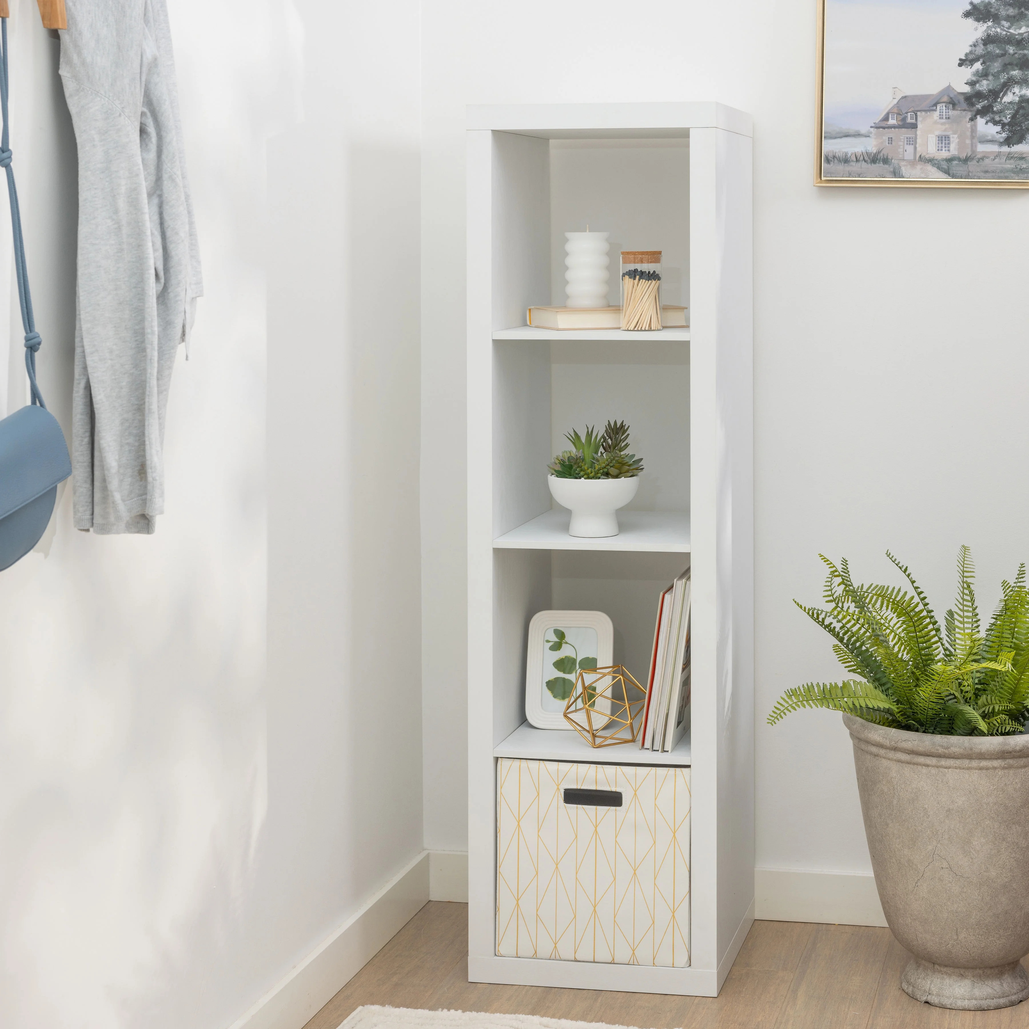 Better Homes & Gardens 4 Cube Vertical Storage Organizer, White Texture | Walmart (US)