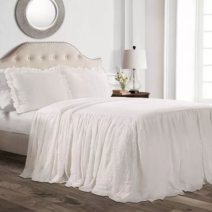 King 3pc Ruffle Skirt Bedspread Set White - Lush D&#233;cor | Target