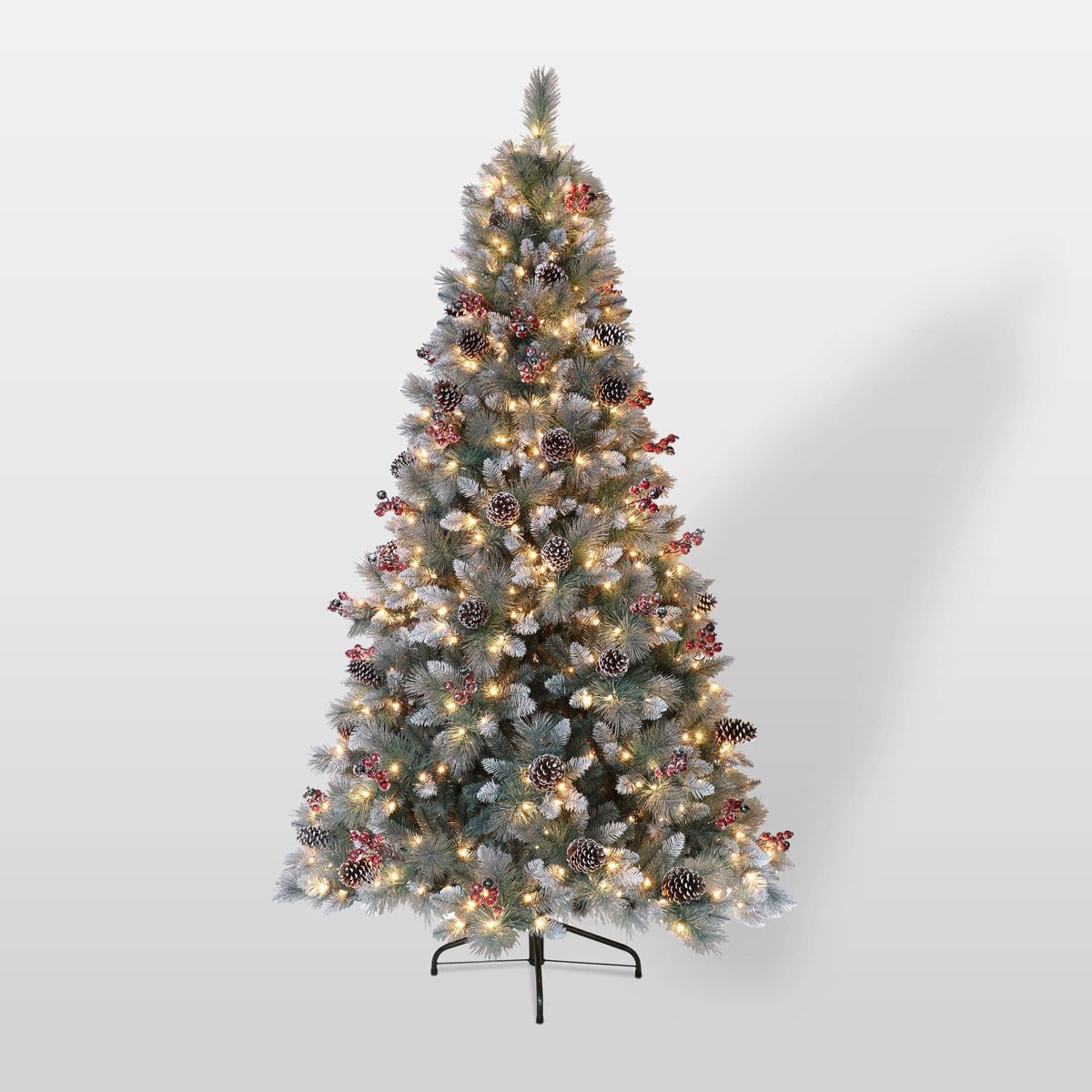 7.5ft Pre-Lit Full Glitter Pine Tree Artificial Christmas Tree - Puleo | Target
