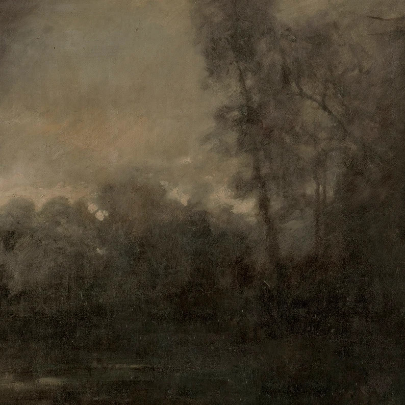 Vintage Moody Abstract Landscape Painting / Dark Wall Art Digital PRINTABLE / Antique Rustic Fore... | Etsy (US)
