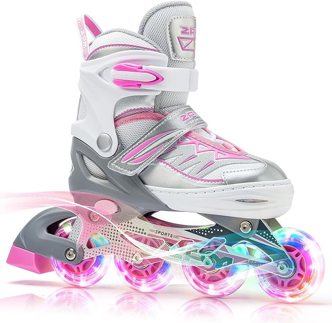 2PM SPORTS Cytia Pink Girls Adjustable Illuminating Inline Skates with Light up Wheels, Fun Flash... | Amazon (US)