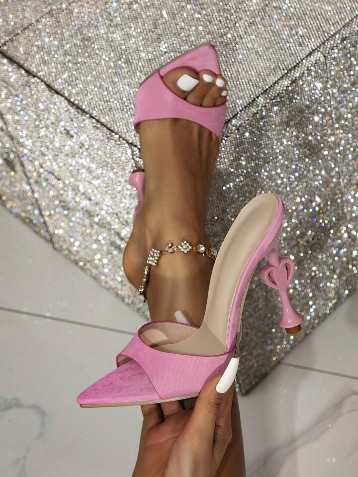 Ladies' High Heel Pointy Toe Sandals With Thin Stiletto Heels & Irregular Heart-Shaped Cut-Out De... | SHEIN