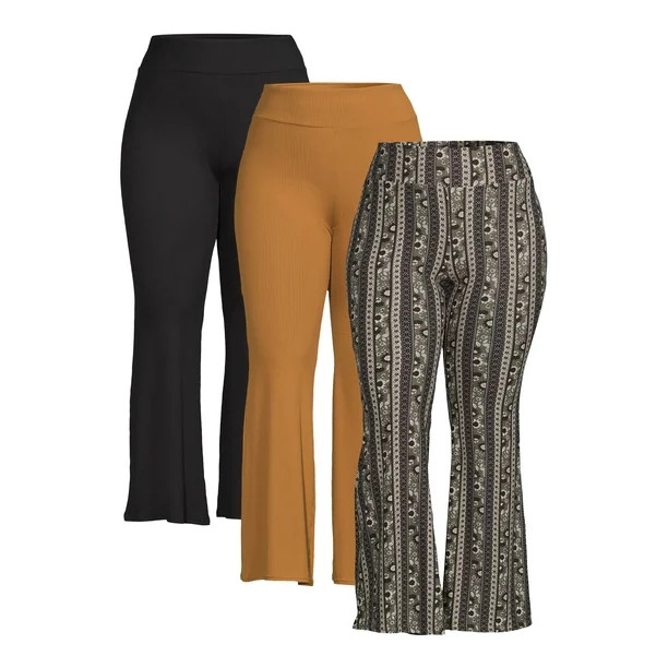 No Boundaries Juniors Plus Size Flare Pull On Pants, 3-Pack | Walmart (US)
