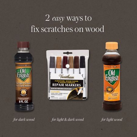 How to fix wood scratches easily. Old English wood scratch repair for light and dark wood. Varathane furniture markers for light and dark wood

#LTKhome