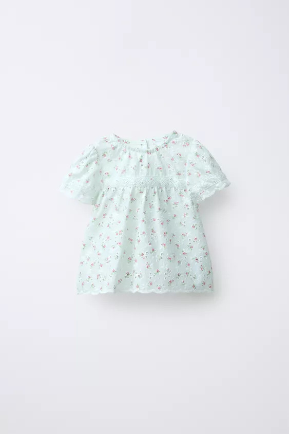 SWISS EMBROIDERED FLORAL PRINT SHIRT | Zara US