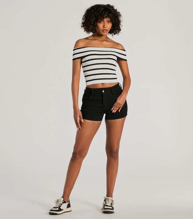 Just Your Stripe Off-The-Shoulder Crop Top | Windsor Stores