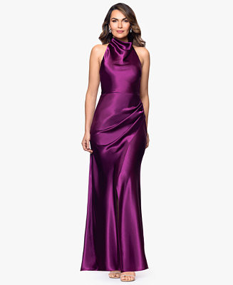 Women's Cowl Halter Neck Charmeuse Long Dress | Macy's