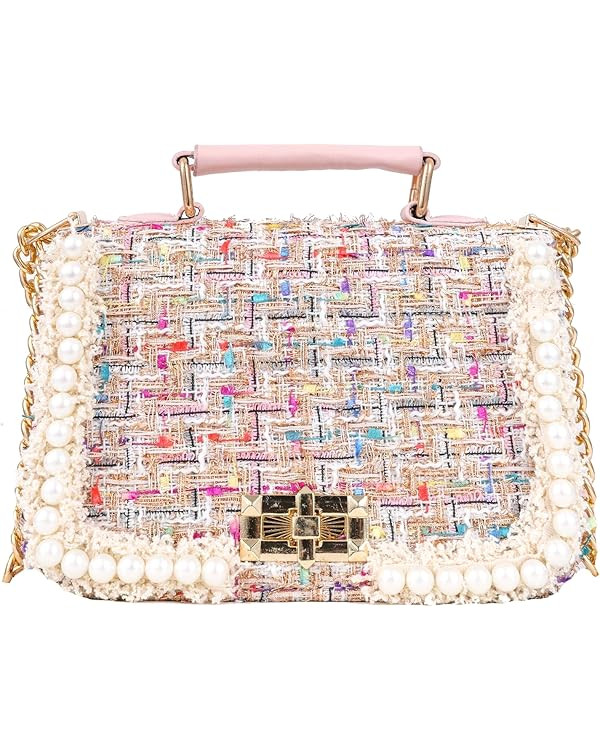 Vaeltaja Women Tweed Pearl Purses and Handbags Ladies Fashion Top Handle Chain Satchel Shoulder B... | Amazon (US)