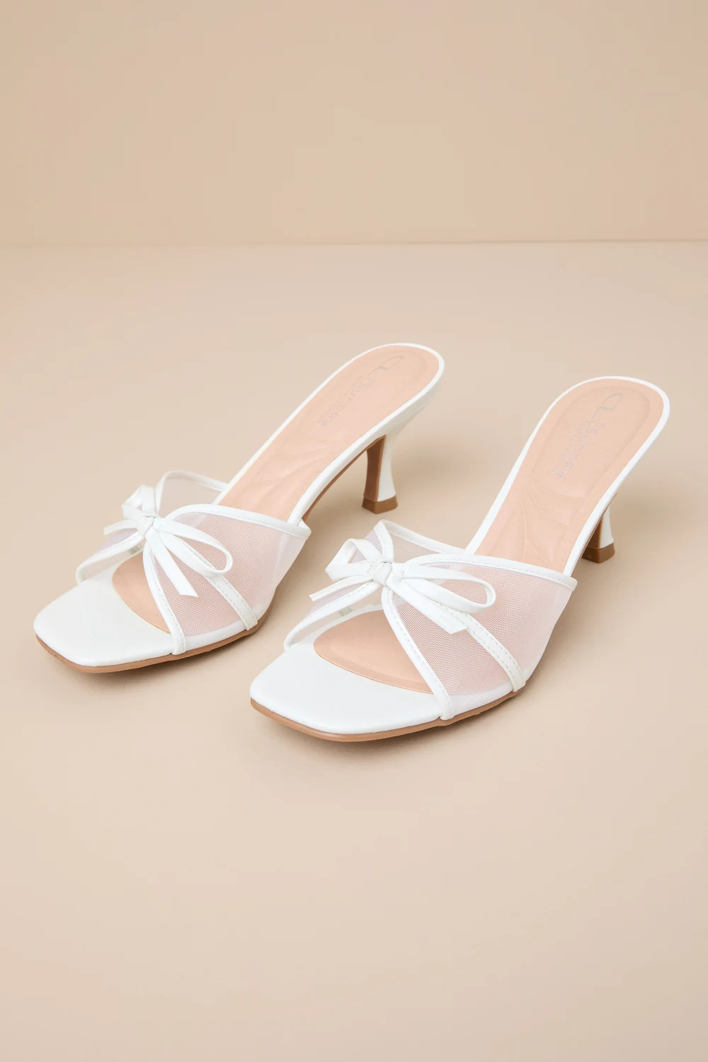 Jump Up White Patent Mesh Bow Slide Sandals | Lulus